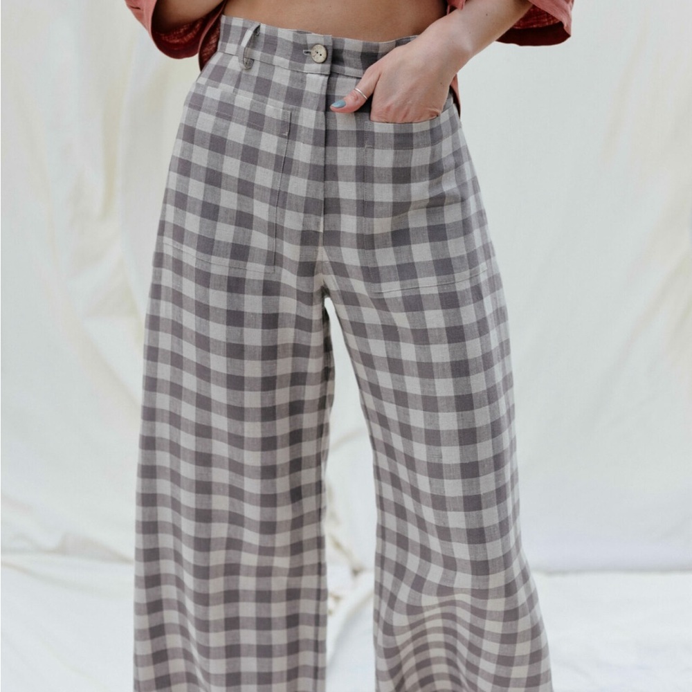 High Waist Linen Wide Leg Crops